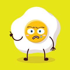 cute weird expression of fried egg cartoon character