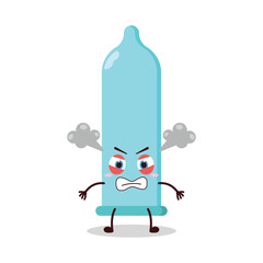 cute furious expression of condom cartoon character