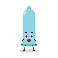 cute shocked expression of condom cartoon character