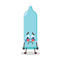 cute cry expression of condom cartoon character