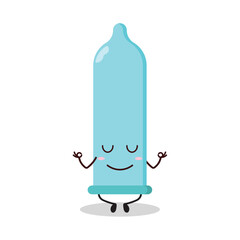 cute yoga expression of condom cartoon character