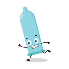 cute rush running expression of condom cartoon character