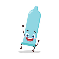 cute hurray victory expression of condom cartoon character