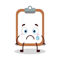 cute nervous expression of clipboard cartoon character
