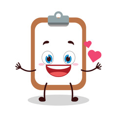 cute fall in love expression of clipboard cartoon character