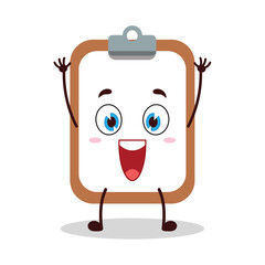 cute happy expression of clipboard cartoon character carry megaphone