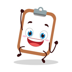 cute hurray victory expression of clipboard cartoon character