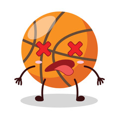 cute fainted expression of basket ball cartoon character