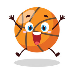 cute celebration jump expression of basket ball cartoon character