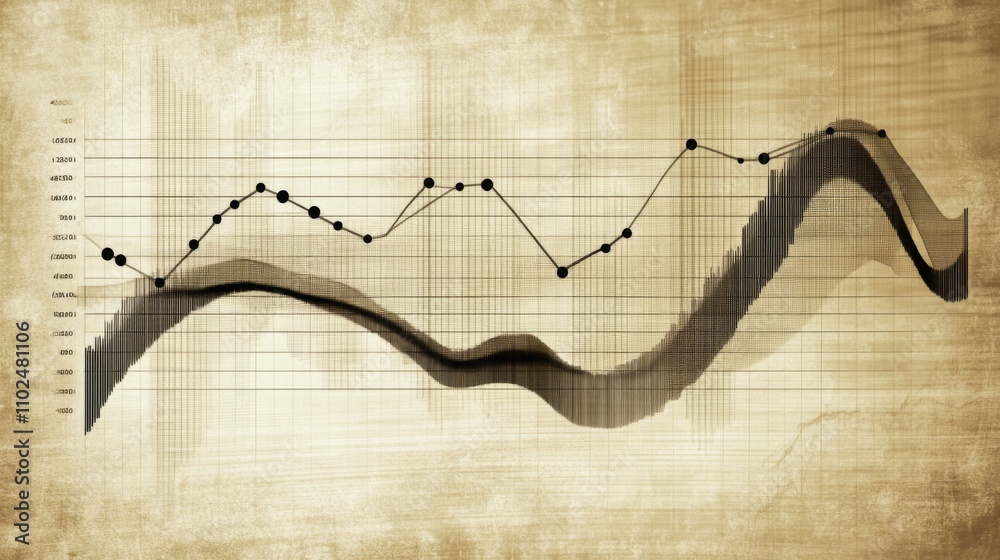 Aufkleber Abstract Data Visualization with Smooth Graph Lines and Grids