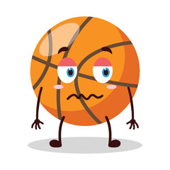 cute grumpy expression of basket ball cartoon character