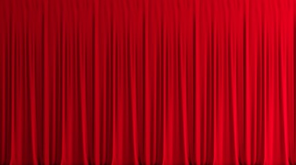 Red theater curtain that dropped down as a straight line. Background for inserting text, empty spaces.