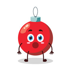 cute shocked expression of Christmas ball cartoon character