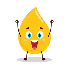 cute rise hand happy expression of gold drop cartoon character