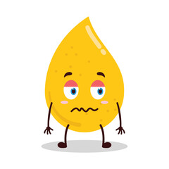 cute grumpy expression of gold drop cartoon character