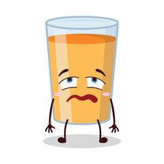 Fototapeta premium cute bored expression of orange juice cartoon character