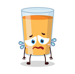 cute upset expression of orange juice cartoon character