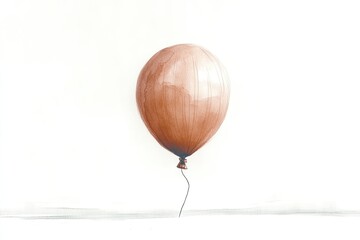 Obraz premium Brown balloon floating gently in a soft, white space during a calm moment