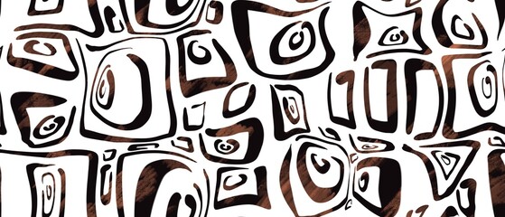 Seamless abstract geometric pattern. Simple background black, orange, white. Squares. Digital brush strokes texture. Design for textile fabrics, wrapping paper, background, wallpaper, cover.