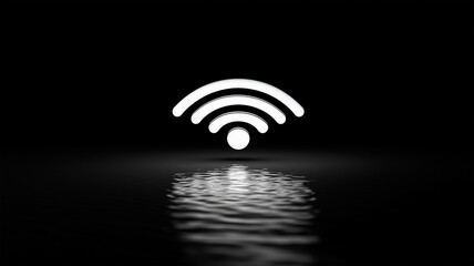 Obraz premium 黒背景に白いWi-Fiアイコン