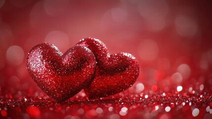 Fototapeta premium Red Hearts Abstract red Background. Happy Valentine's Day