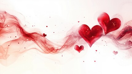 Red Hearts Abstract white Background. Happy Valentine's Day