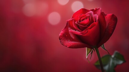 Valentine's day greeting card templates with realistic of beautiful red rose on background