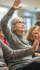 Obraz premium Group Exercise Class for Elderly Residents in a Nursing Home Setting