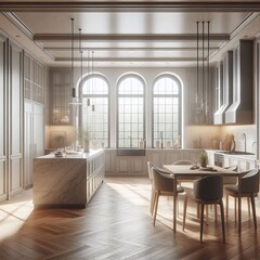 Fototapeta premium Moderne, offene Wohnküche mit einladendem Design