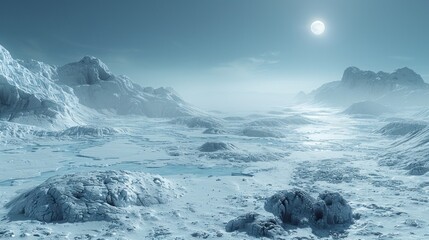 Serene snowy landscape from the planet Hoth with ice formations