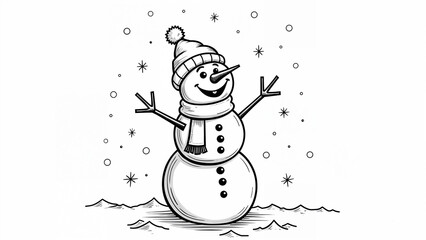Joyful Snowman Coloring Page