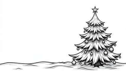 Snowy Christmas Tree Coloring Page