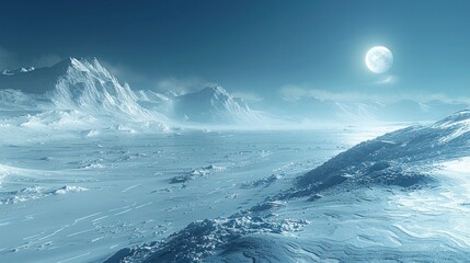 Serene snowy landscape from the planet Hoth with ice formations