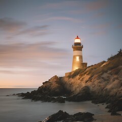 lighthouse at dusk
