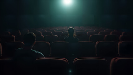 Solitary Figures in a Dimly Lit Theater