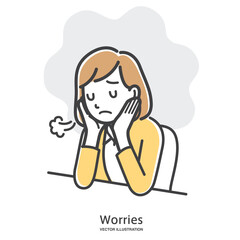 ため息をつき落ち込む若い女性