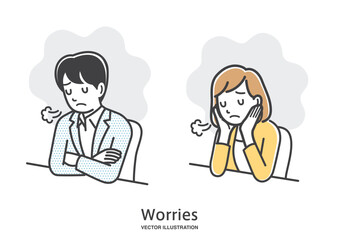 ため息をつき落ち込む若い夫婦