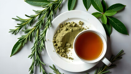 Herbal Tea with Fresh Sage Leaves