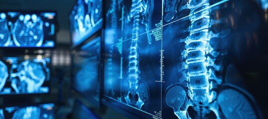 Detailed MRI Scan of Thoracic Spine on Medical Monitor for Diagnostic Use