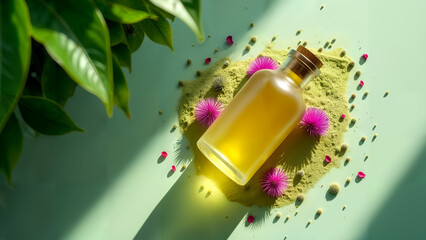 Milk Thistle Tea and Flowers in a Lush Setting