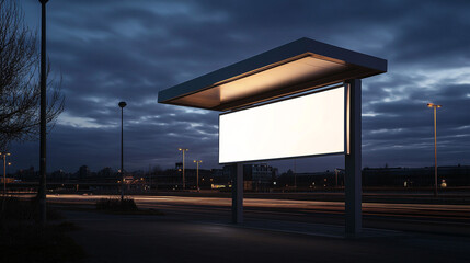 Blank Billboard Ad  Night Cityscape  Highway  Street  Mockup