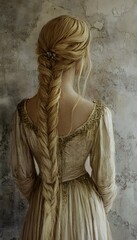 Naklejka premium Ancient female fantasy artist.Medieval Blonde Princess