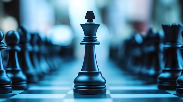 a chessboard for business strategy and leadership , concept of teamwork and leadership strategies,  strategic planning and human resources management in relation to  risk management.