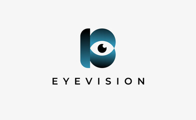 Logo Letter B and Eye Vision. Digital, visual with modern and minimalist concept. Editable file.