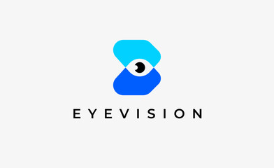 Logo Letter B and Eye Vision. Digital, visual with modern and minimalist concept. Editable file.