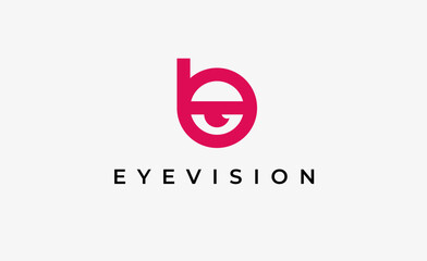 Logo Letter B and Eye Vision. Digital, visual with modern and minimalist concept. Editable file.