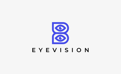 Logo Letter B and Eye Vision. Digital, visual with modern and minimalist concept. Editable file.