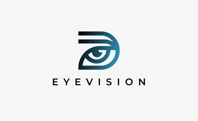 Logo Letter D and Eye Vision. Digital, visual with modern and minimalist concept. Editable file.