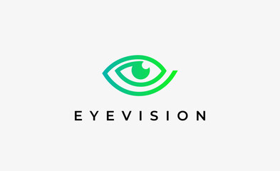 Logo Letter E and Eye Vision. Digital, visual with modern and minimalist concept. Editable file.