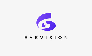 Logo Letter G and Eye Vision. Digital, visual with modern and minimalist concept. Editable file.